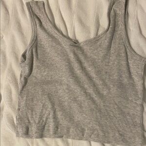 Gray Ribbed Tank Top